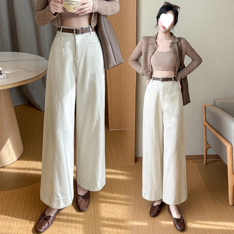 

2026 Spring/Summer Women s High-Waisted Silk Cotton Loose Wide-Leg Nine-Point Casual Pants XL мигдалевий