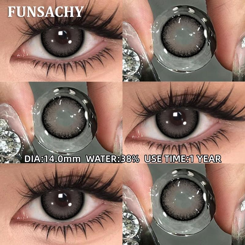 FUNSACHY 1pair Colored Contact Lenses Black Contacts Gray Lenses Natural Brown Contact Lenses Yearly Beautiful Pupils for Women