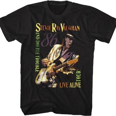 Americká klasika Stevie Ray Vaughn Live Alive Tour Černé dospělé tričko