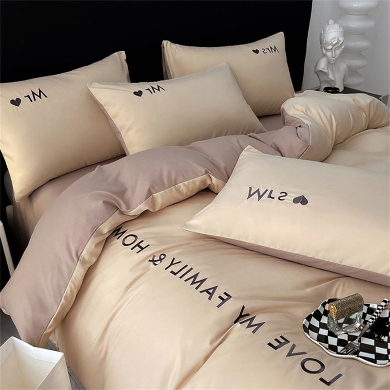 

Комплект постельного белья из скандинавского египетского хлопка с пододеяльником, простыней, наволочкой, роскошным постельным бельем для двоих, двуспальной кровати размера Queen King Size, односпальной кровати для пары King Size 4pcs