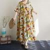 Short Sleeve Plus Size Cotton Vintage Floral New In Dresses for Women Casual Loose Long Summer Dress