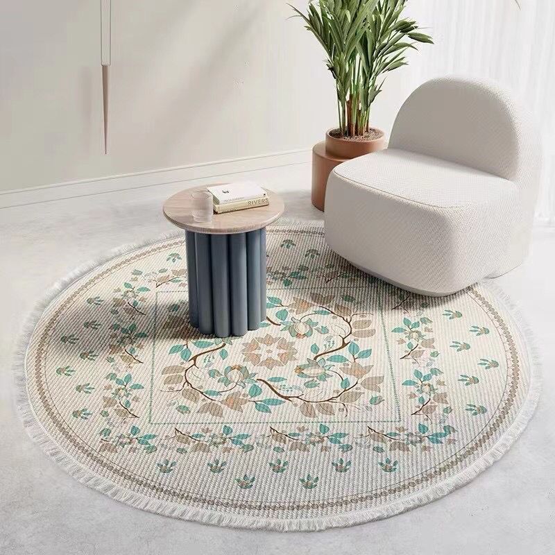 Nordic Round Carpet Rugs Boho Ethnic Mandala Tassel Carpet for Living Room Cotton Linen Big Floor Rug Modern Classic 90cm Mats
