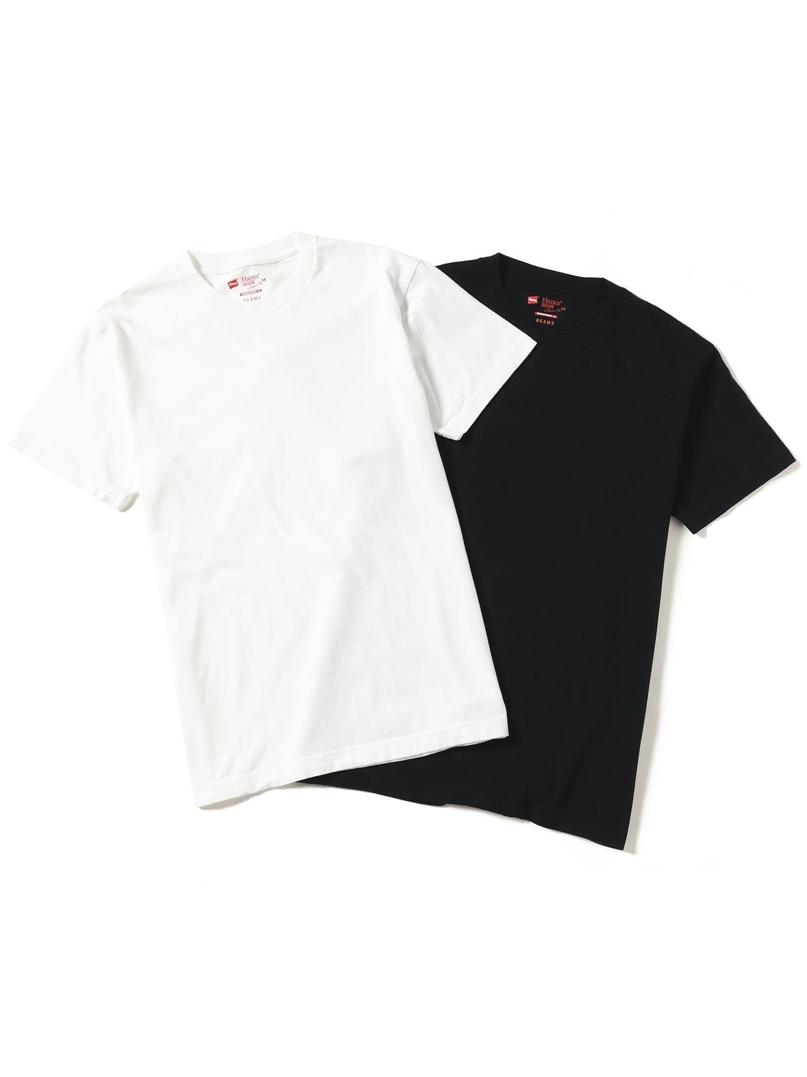 

Beams Hanes Mix Japan Fit 2-Pack T-shirts, Men s, White/Black, Size L, 11490063411