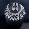 New Fashionable European and American Exaggerated Handmade Rhinestone Colored Crystal Necklace Earring Set Bridal Dress Jewelry