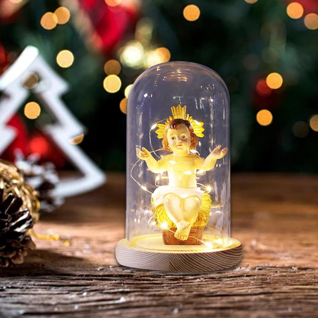 Christmas Nativity Scene Artwork Gift Decoration with Light Holy Family Nativity