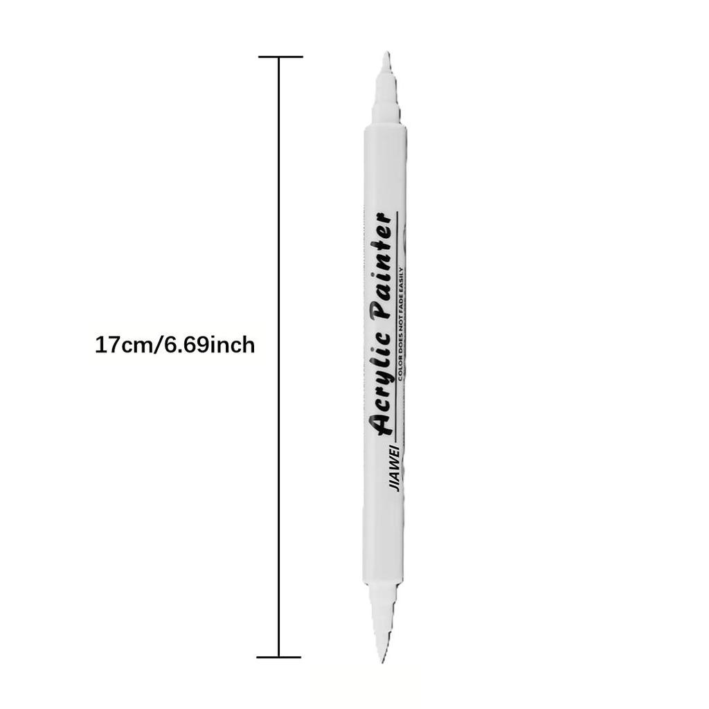 3/12pcs White Art Brush Acrylic White Paint Marker Pens, Medium Tip, Suitable For Rock Painting, Stone, Glass, Wood, Ceramics
