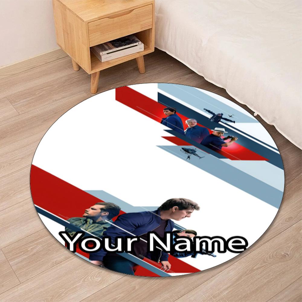 Custom Name Mission Impossible Printed Round Rug Carpet Chair Rug Area Rug Entryway Doormats,for Office Chair Living Room Bedroom Kitchen Room.