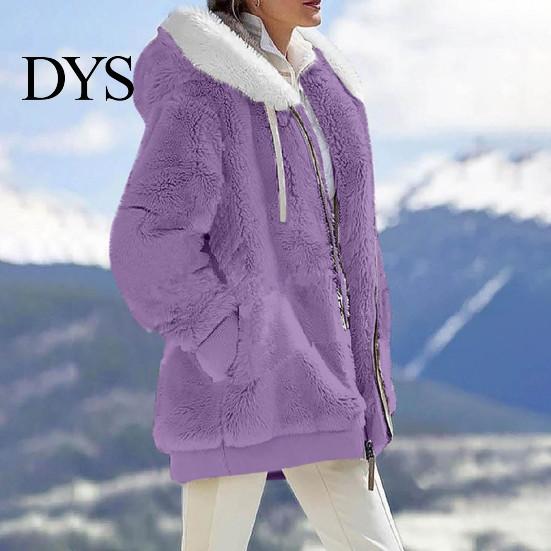Women Winter Coat Solid Color Warm Furry Outdoor Plush Plus Size Lady Clothes Cardigan