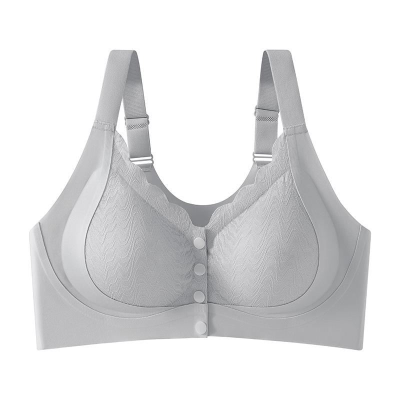 Plus-Size Women's Front-Buckle Nursing Bra: Seamless, Comfortable, for Middle-Aged & Elderly.