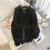 Womens Summer Loose Fit Shirt Ice Silk Print Long Sleeve Open Front Casual Blouse Lightweight Outwear