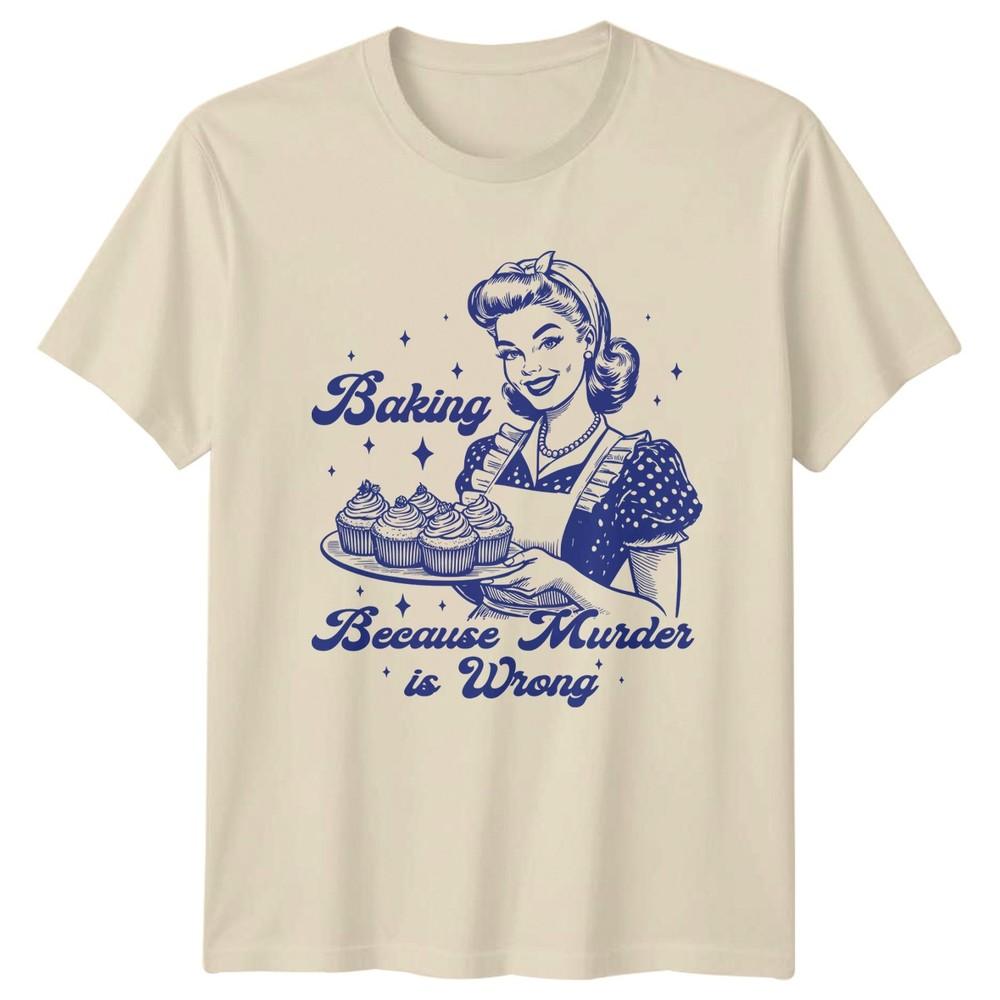 Pečení, protože vražda je špatná Unisex tričko Retro košíčky Pečení