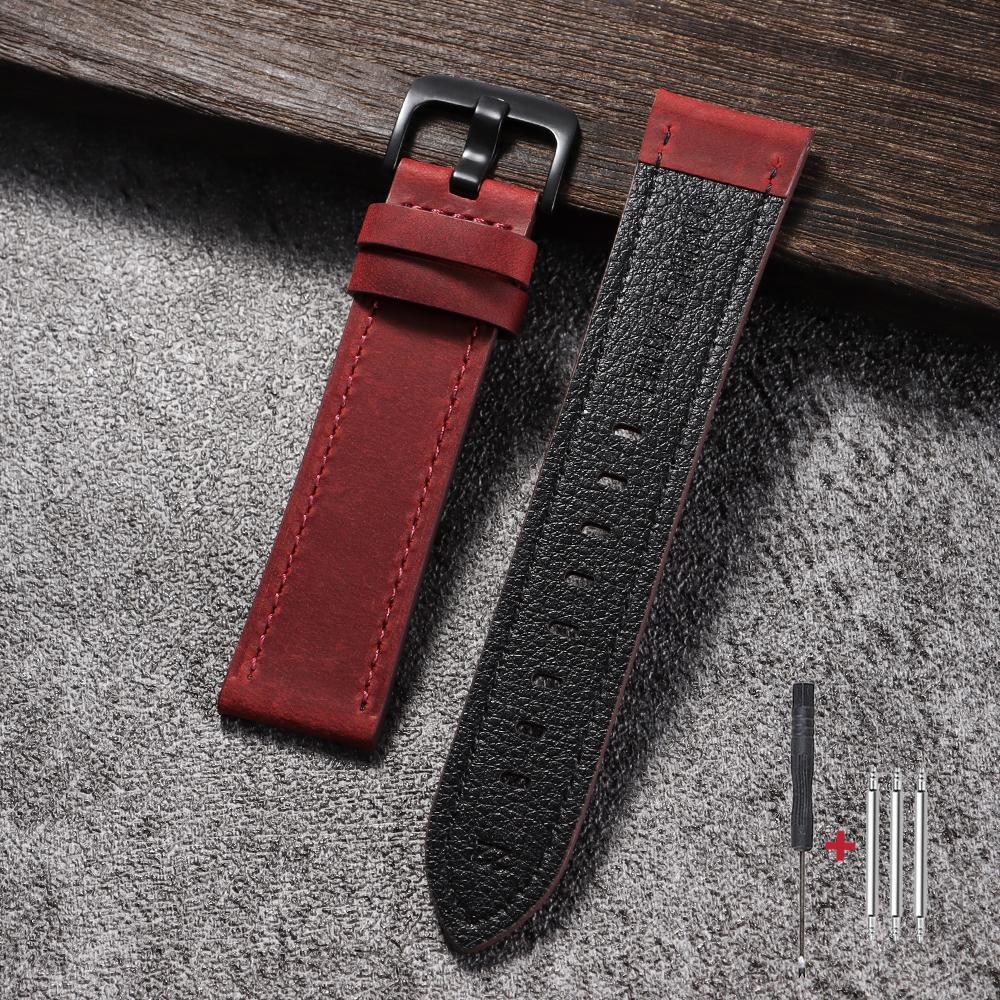 Kalbsleder Echtes Leder Uhrenarmbänder 18mm 20mm 22mm 24mm Smartwatch Armband Dunkelbraun Schwarz Blau Uhrenarmband Uhrenzubehör