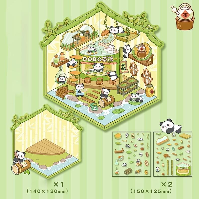 3D House Scene Sticker Miniature Simulated Cabin Scene Sticker for Scrapbooking Journal Notebook Photo Album Phone Case