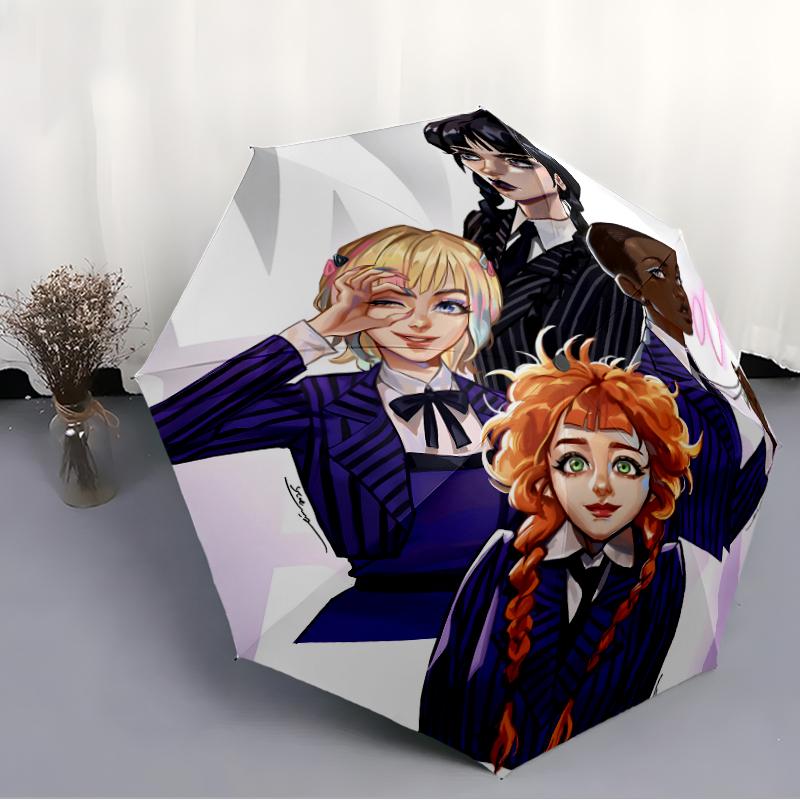 1pc Addams Family Wednesday4 Umbrella, Sun Protection, And UV Shielding. It Has Eight Sturdy Ribs for Outdoor Use And Perfect Gift