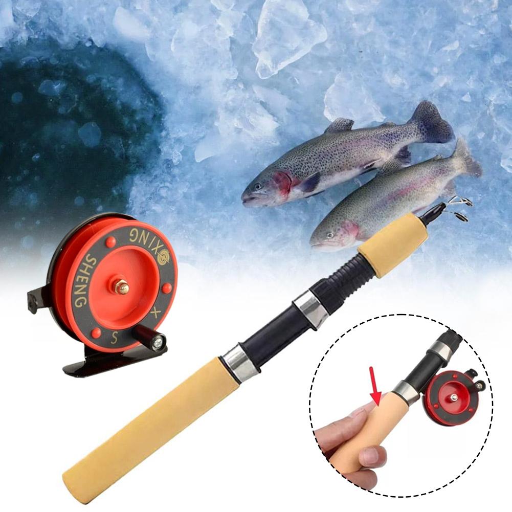 55cm/75cm Fishing Tackle Carbon Mini Winter Ice Fishing Shrimp Rod with its Collapsible Versatile Tool
