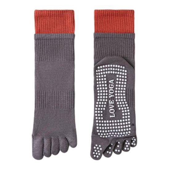 1 Pair Yoga Toe Socks with Non-slip Gripper Breathable Moisture-Wicking Ballet Dance Fitness Pilates Athletic Gym Sports Mid-calf Socks