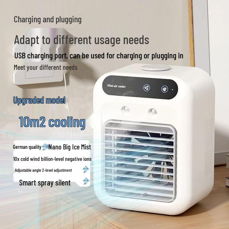 USB-Charged Mini Desktop Air Conditioner - Compact Cooling Fan for Home, Dormitory, or Office Desktop Fan