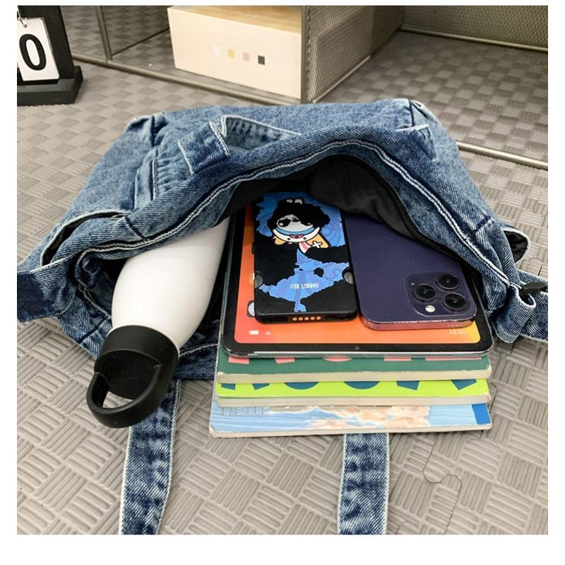 Waschene Denim Sling Bag für Damen, Große Kapazität, Einzelne Schultertasche