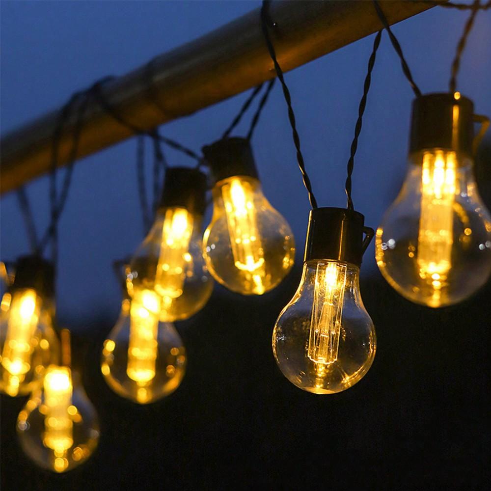 

11m 30-Light Solar Powered Edison Bulb String Light Waterproof Outdoor Camping Garden Decoration Light A