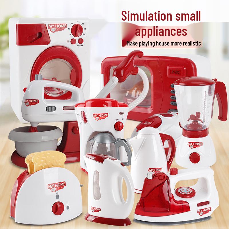 Kids' Play Kitchen Set: Iron, Vacuum, Washer, Juicer