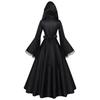 Dark Gothic Hooded Long Dress for A Renaissance-Themed Costume Party