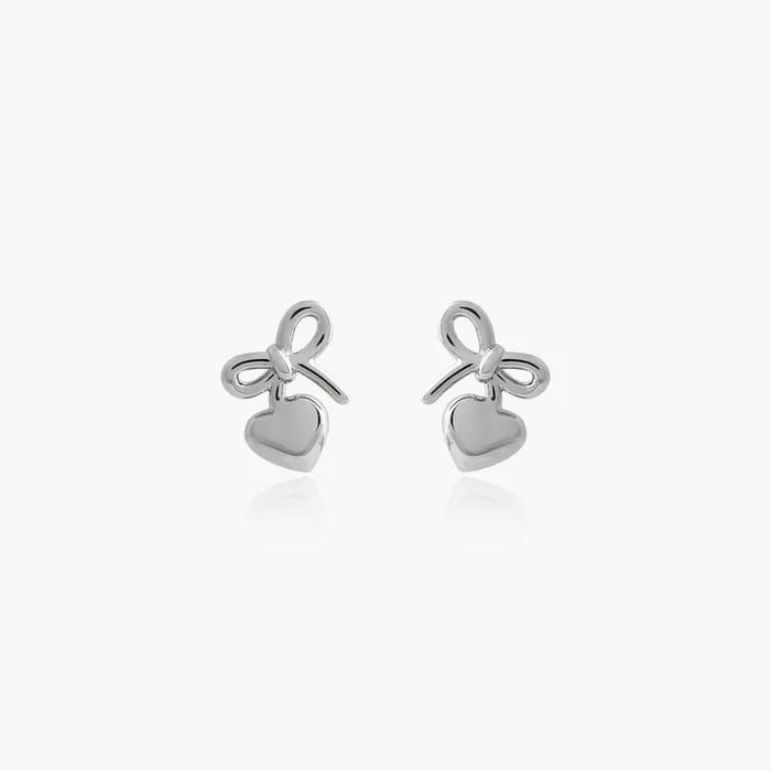 [Silver 925post] Cherry Ribbon Earrings