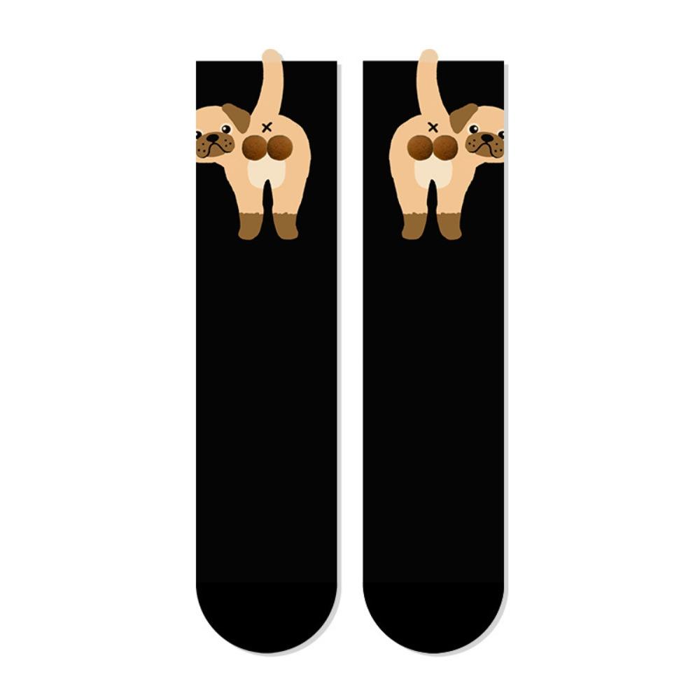 Chaussettes mi-mollet absorbant la transpiration Chaussettes pour couples Chat Œuf Chaussettes en coton confortables