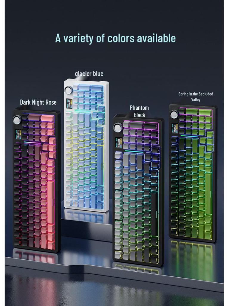 Three Giants SG99 Pro: Three-Mode Bluetooth Mechanical Keyboard with Display, Custom Hot-Swap Keys, Side-Engraved Gradient.