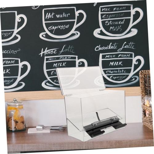 Cabilock Coffee Dispenser Self-Dispensing Straw Box, Clear Acrylic Straw Holder, Bar Accessories, Counter Organizer, Clear Plastic Pencil Holder