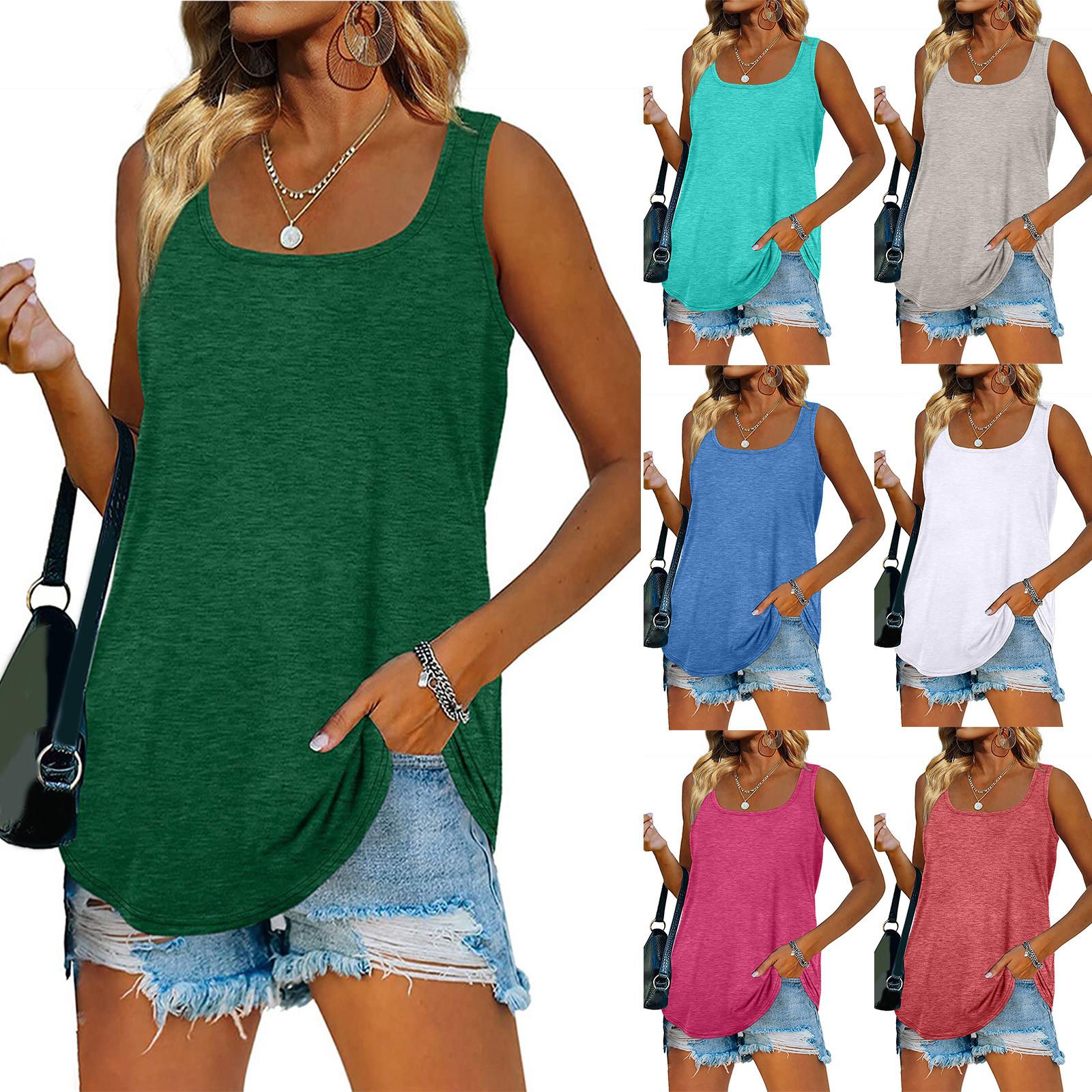 

Модный женский однотонный жилет без рукавов с квадратным вырезом, повседневный свободный пуловер, футболка