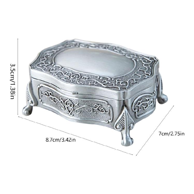 Antique Design Jewelry Storage Box Protective Alloy Frame Portable Size For Bridal Accessories Home Decoration