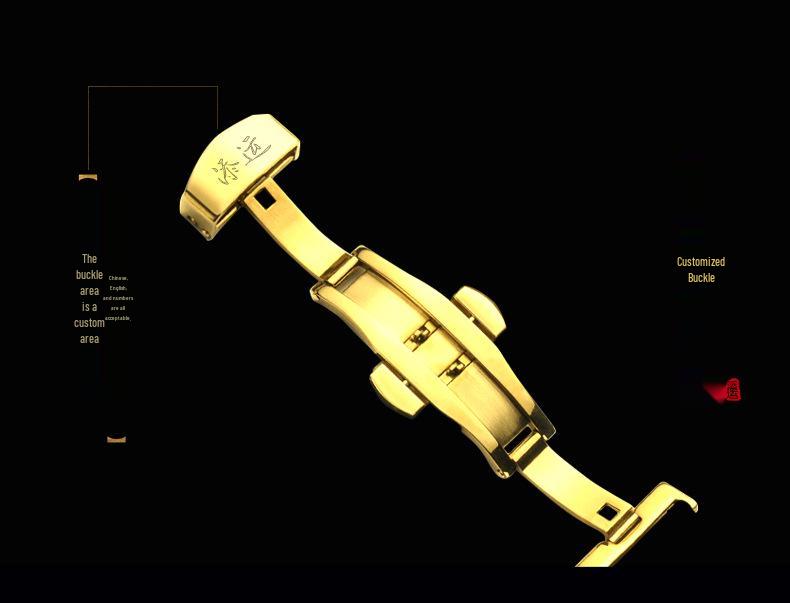 Swiss 18k Gold Tourbillon Men's Automatic Skeleton Watch with Leather Strap