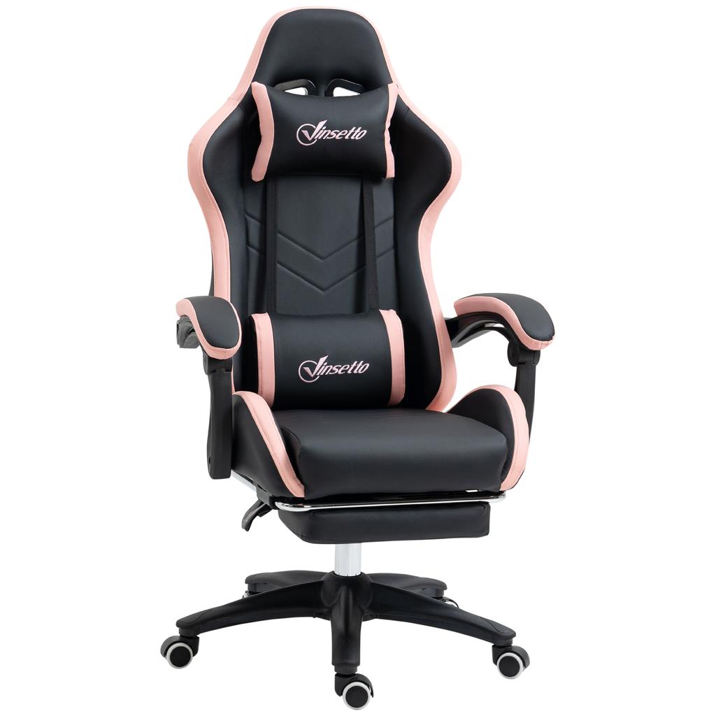Office Chair, Gaming Chair, 1 Headrest, 1 Lumbar Support, Pink + Black