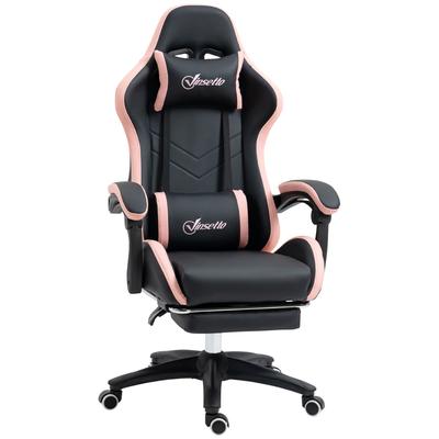 Office Chair, Gaming Chair, 1 Headrest, 1 Lumbar Support, Pink + Black