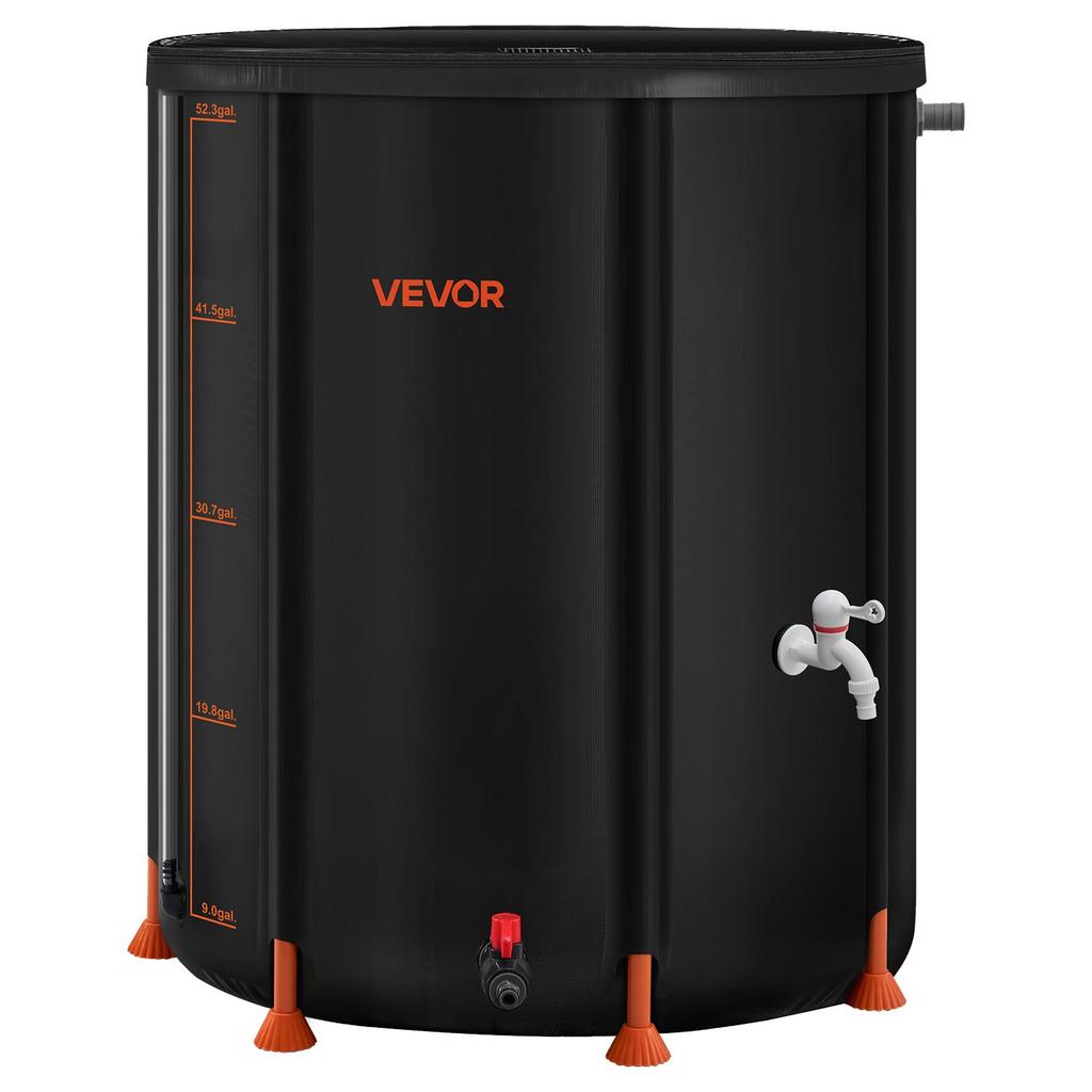VEVOR Collapsible Rain Barrel, 201 L Portable Rain Water Collection Barrel, 1000D PVC Rainwater Collection System