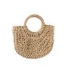 Hand Woven Straw Woven Handbag Large Tote Crossbody Shoulder Hand Woven Bag Boho Half-Moon Hollow Out Beach Bag Basket Tote