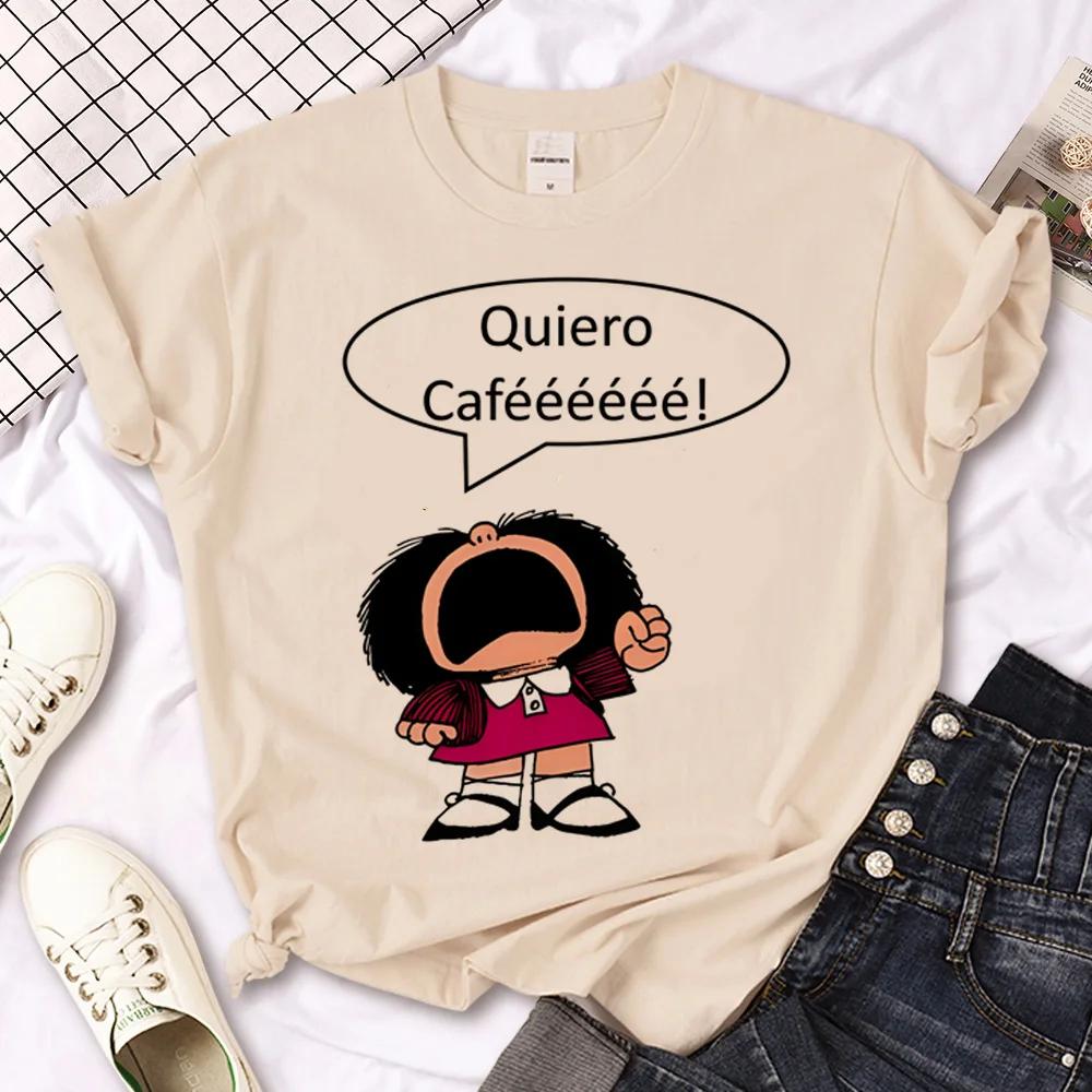 Mafalda T-shirts Women Japanese Tee Female Funny Designer Graphic Clothes  Y2k Top  Shirts for Women