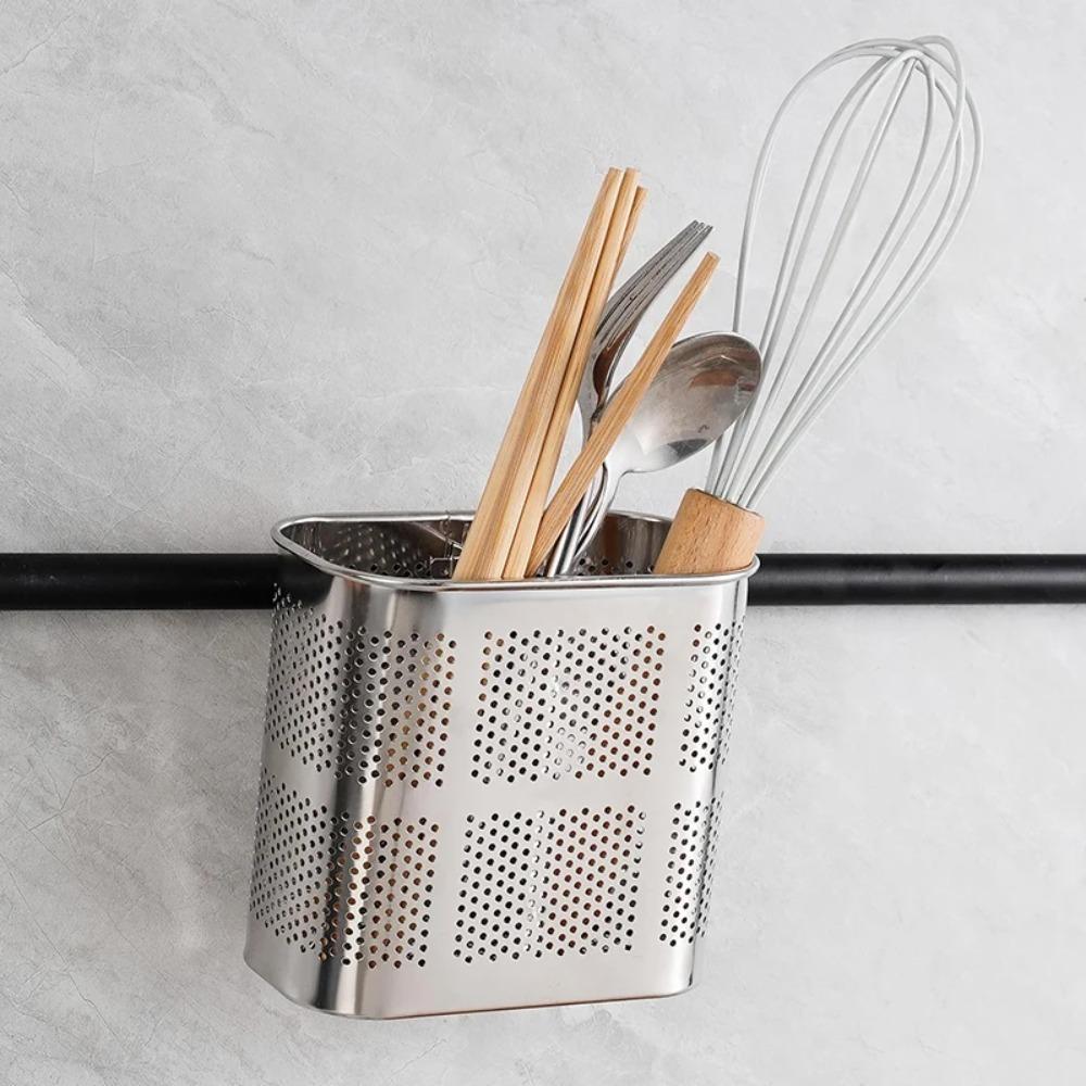 Stainless Steel Chopsticks Utensil Storage Drying Basket, Hanging Drain Rack Organizer for Kitchen Sink Countertop Dish Rack