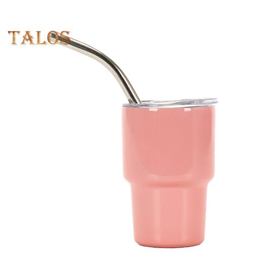 

Чашка из нержавеющей стали 60 мл с соломинкой и крышкой, антикоррозийная универсальная минималистичная антикоррозийная чашка для воды для коктейлей, соков светло-розовый