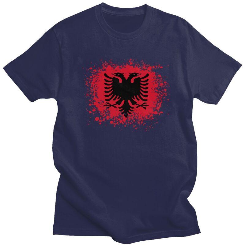 Custom Fashion Retro Albania Flag T Shirt Unisex Albanian Eagle T-shirt Streetwear Tee Tops Pure Cotton Oversized Tshirts Merch