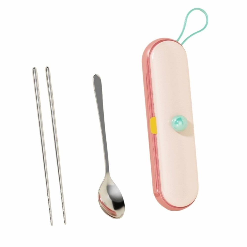 

304 Stainless Steel Cutlery Durable Reusable Utensils Travel Cutlery Office Lunch 2Pcs/Set Pink 1