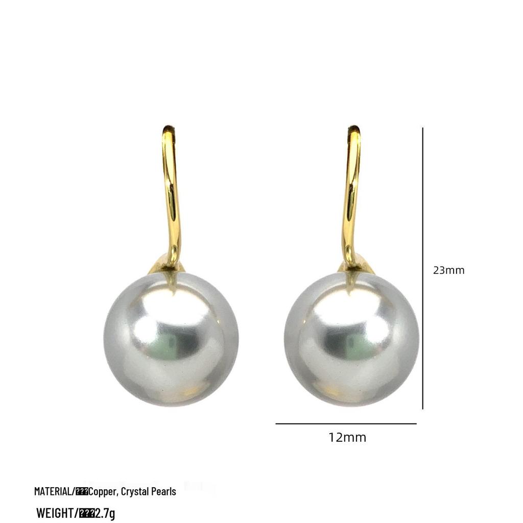 Elegant French Gray High Heels Pearl Earrings for Women - Sophisticated and Luxurious