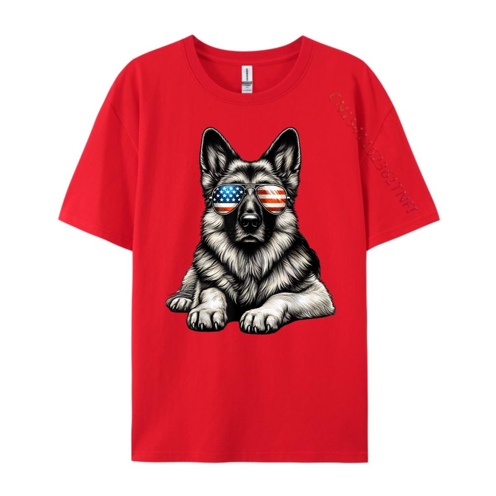 German Shepherd American Flag Sunglasses Patriotic Graphic Shirts Student Mens Clothing Christmas S
