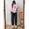 Pink Fleece Sports Pants for Women Autumn and Winter Thick Warm Cotton Pants Small Stature Ankle Binding Fleece Sanitary Pants