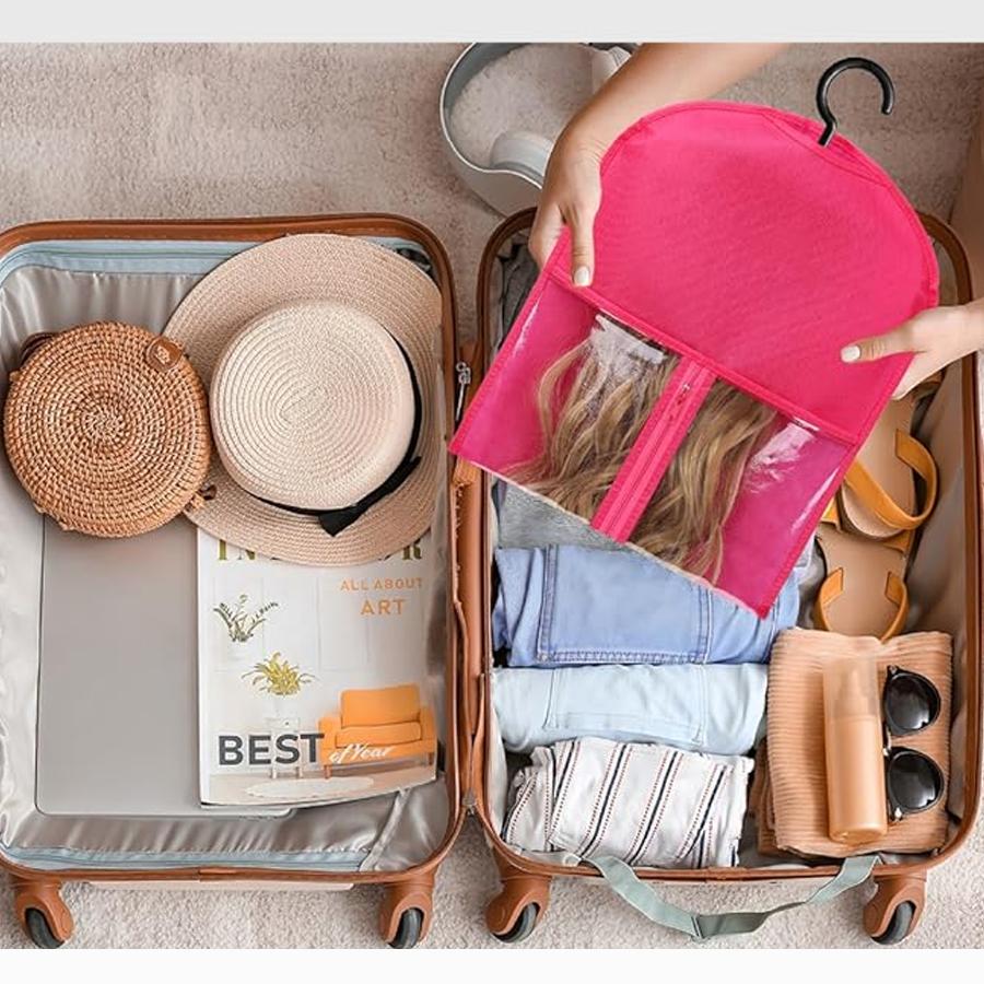 Plussign Wig Storage Bag With Hanger Holder Case Wigs Pouch Water Dust-Proof Organizer Protect For Professional Hair Extensions