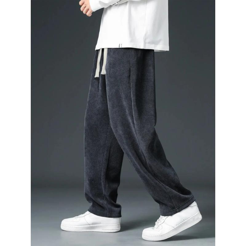 Solid Color Elastic High Waist Casual Straight Men's Simple and Versatile Sports Loose Trousers