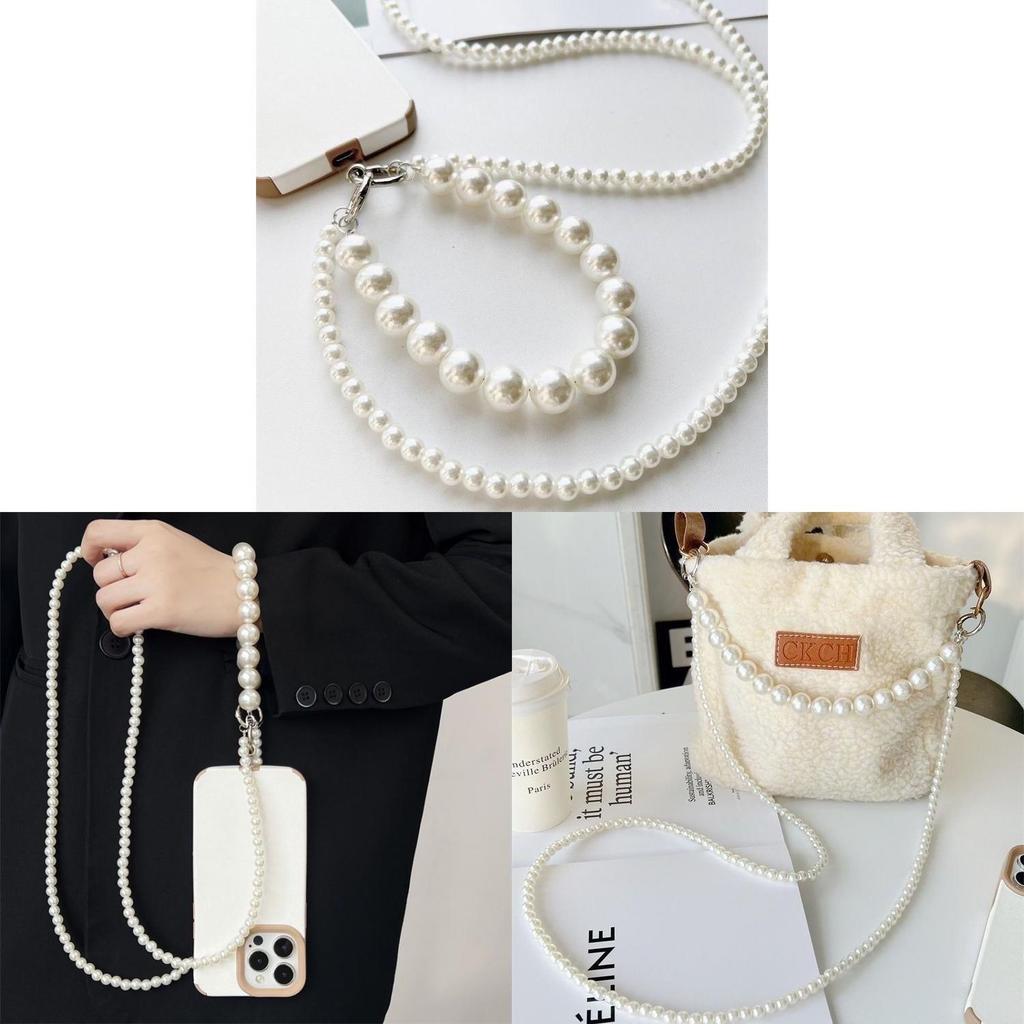 Pvc Pearl Chain Phone Lanyard With Detachable Strap For Women And Men