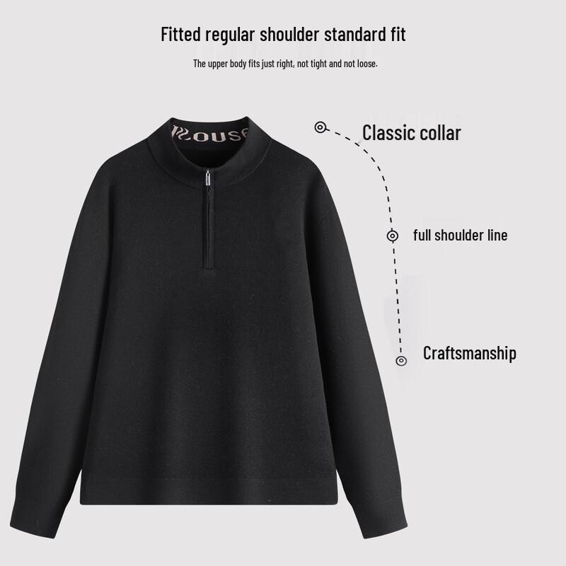 Men's Warm 100% Wool Half-Turtleneck Sweater