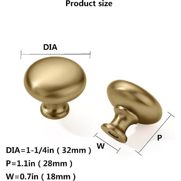 Khtumewrae 10 Pack 1-1/4 inch Kitchen Cabinet Knobs Champagne Bronze Cabinet Knobs Bedroom Dresser Round Drawer Knobs Single Hole Cabinet Pulls