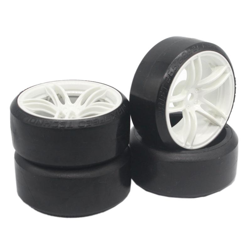 4Pcs RC 1:10 Drift Car Plastic Wheel Rim &Tyre Tires For HSP 94123/94122/94103/D4/D3